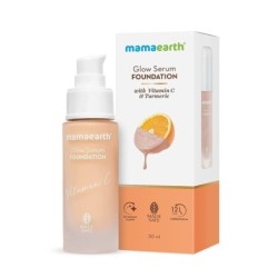 Mamaearth Glow Serum Medium Foundation Dewy with Vitamin C & Turmeric