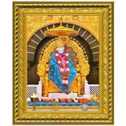 Satvik Shirdi Sai Baba Designer Golden Photo Frame (1) for Pooja