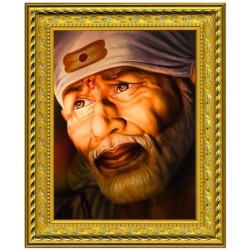 Satvik Shirdi Sai Baba Designer Golden Photo Frame (2) for Pooja
