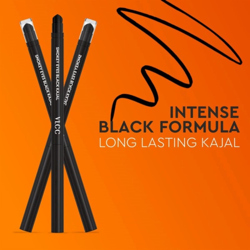 Vlcc Smokey Eyes Black Kajal - Intense Black Color Long Lasting