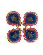Colorful Clay Diyas (2) For Festivals or Prayers. Traditional and Handcrafted. These earthen clay diyas have been used for Diwal