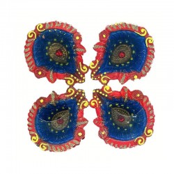 Colorful Clay Diyas (2) For Festivals or Prayers