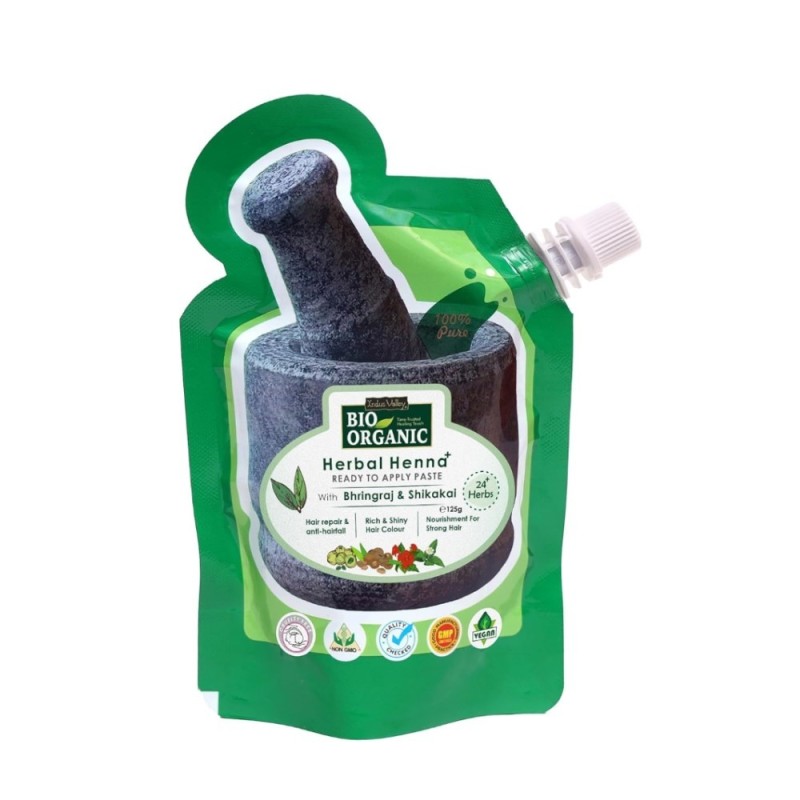 Indusvalleybioorganic Herbal Henna with Bhringraj & Shikakai -, Brown