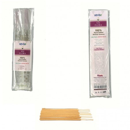 Satvik Sai Flora Incense Sticks (Agarbatti for prayer), Pack of 10 (25g each), 100% Hand rolled Natural Incense
