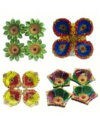 Colorful Clay Diyas (9) For Festivals or Prayers. Traditional and Handcrafted. These earthen clay diyas have been used for Diwal