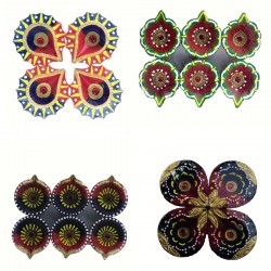 Colorful Clay Diyas (7) For Festivals or Prayers, Set of 6