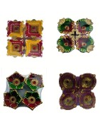 Colorful Clay Diyas (9) For Festivals or Prayers. Traditional and Handcrafted. These earthen clay diyas have been used for Diwal