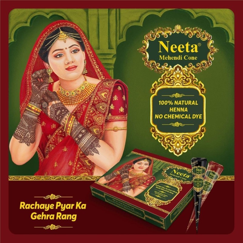 Neeta Natural Henna Mehandi Cone for Hand Designing, Wedding in 1 Box