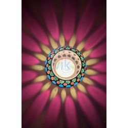 Satvik Geometric Mosaic Glass Candleholder with Colorful Mosaic