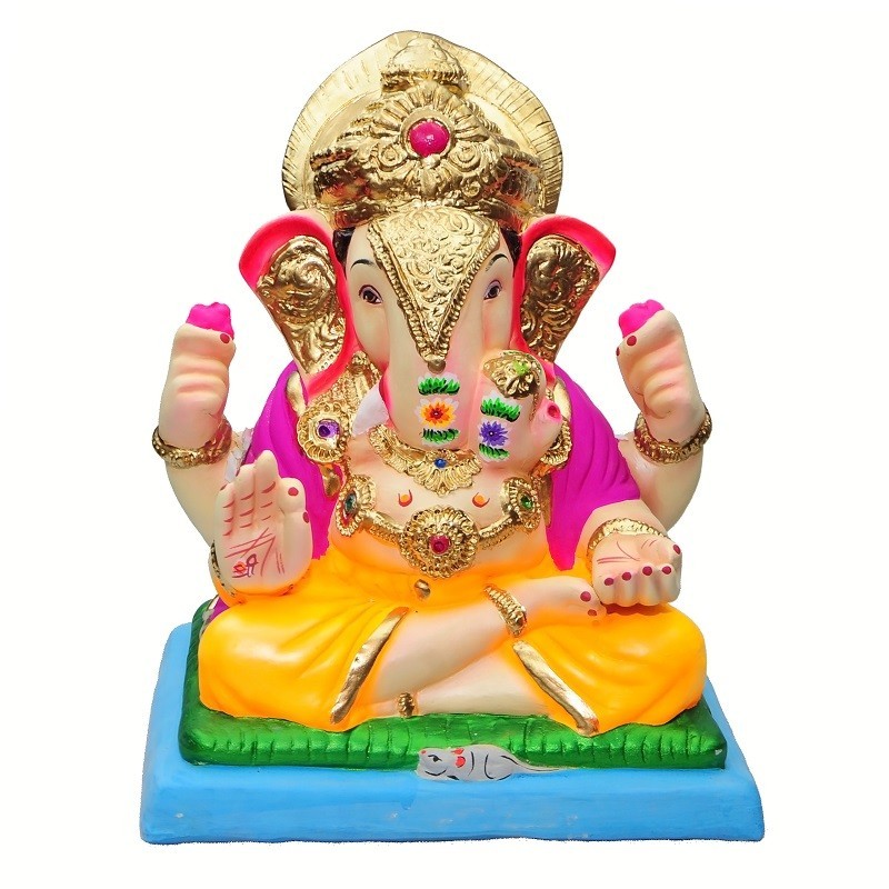 Dagdushet halwai Eco Friendly Ganesha Idol Made of Clay Shadu Mati- 15 inches