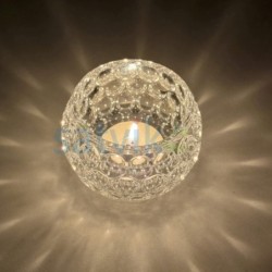 Satvik Crystal Glass Tea Light Candle Holder with Floral Pattern