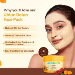 Mamaearth Ubtan Detan Face Pack with Turmeric & Saffron for Normal