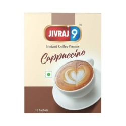 Jivraj 9 Instant Coffee Premix, Cappuccino Flavour, 10 Sachets, Pack