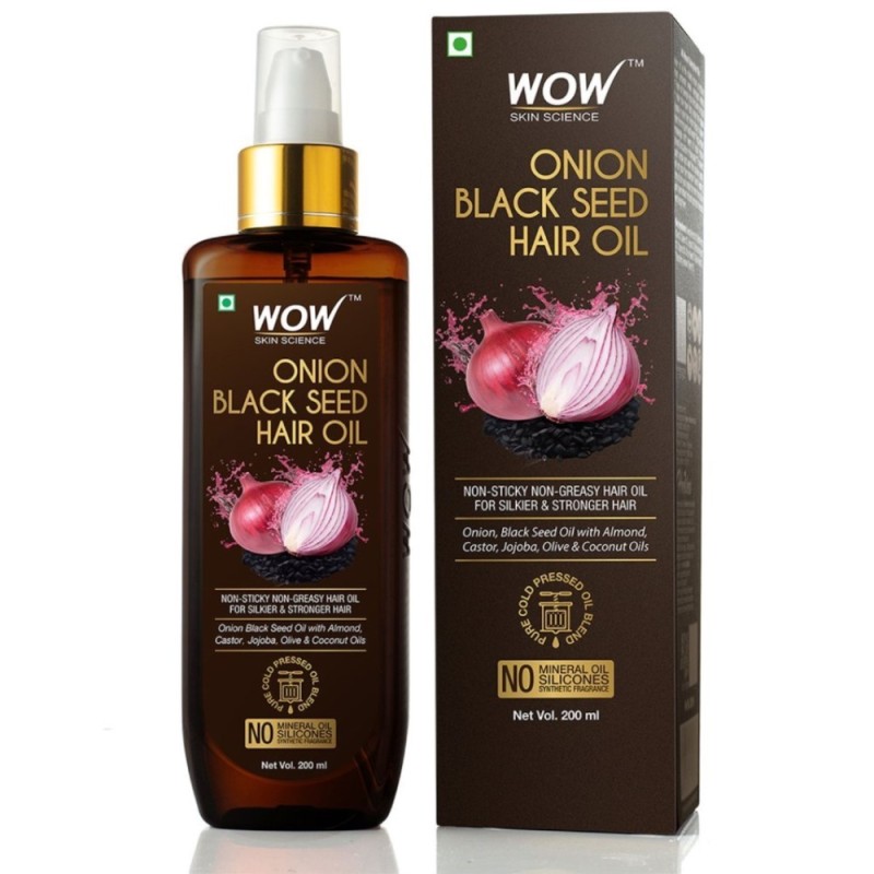 Wow Skin Science Onion Black Seed Hair Oil, Non-Sticky Non-Greasy
