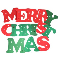 Christmas Products, Merry Christmas Felt Banner for Home and Office Christmas Decoration, (2.4m*15cm, Red & Green)