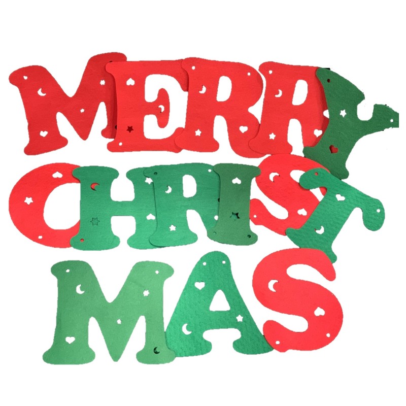 Merry Christmas Felt Banner for Christmas Decoration, (2.4m*15cm)