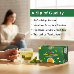 Jivraj9 Mint Green Tea 25 Biodegradable Tea Bags Refreshing Mint