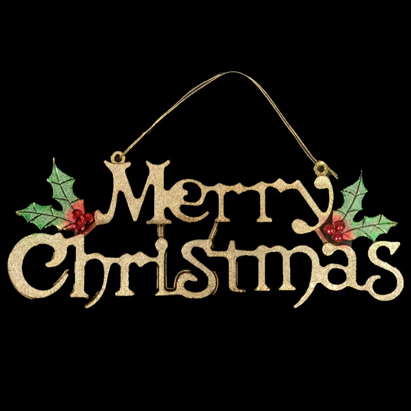Merry Christmas Signage for Door & Wall Decoration, Indoor Outdoor Christmas Holiday Decoration (30cm, Gold)